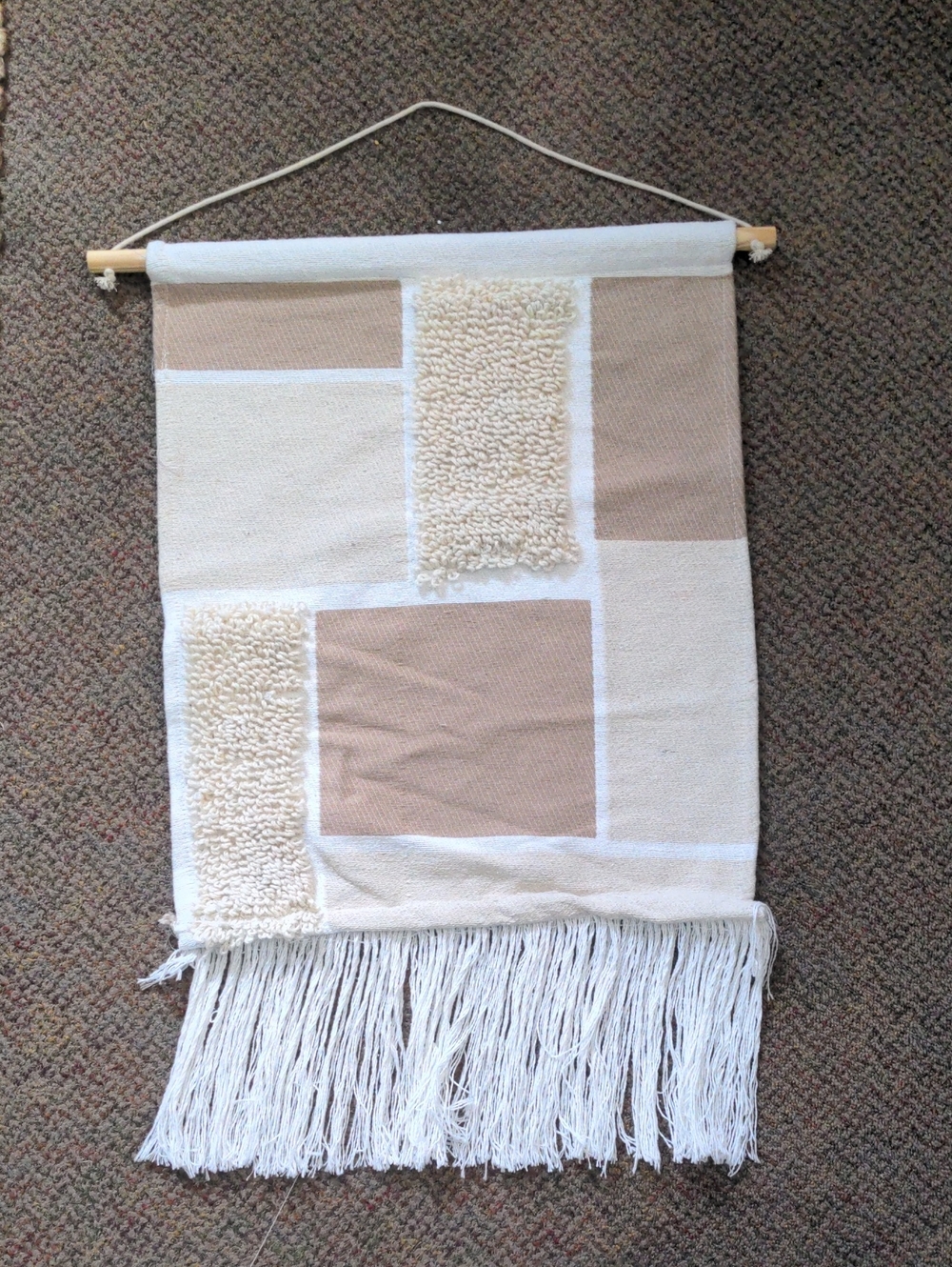 Neutral Geometric Fringe Wall Hanging
